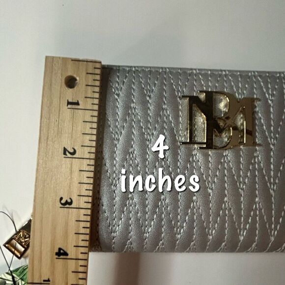 NWT Badgley Mischka Grey Blue Quilted Long Cardholder Wallet Vegan Leather - Picture 9 of 12